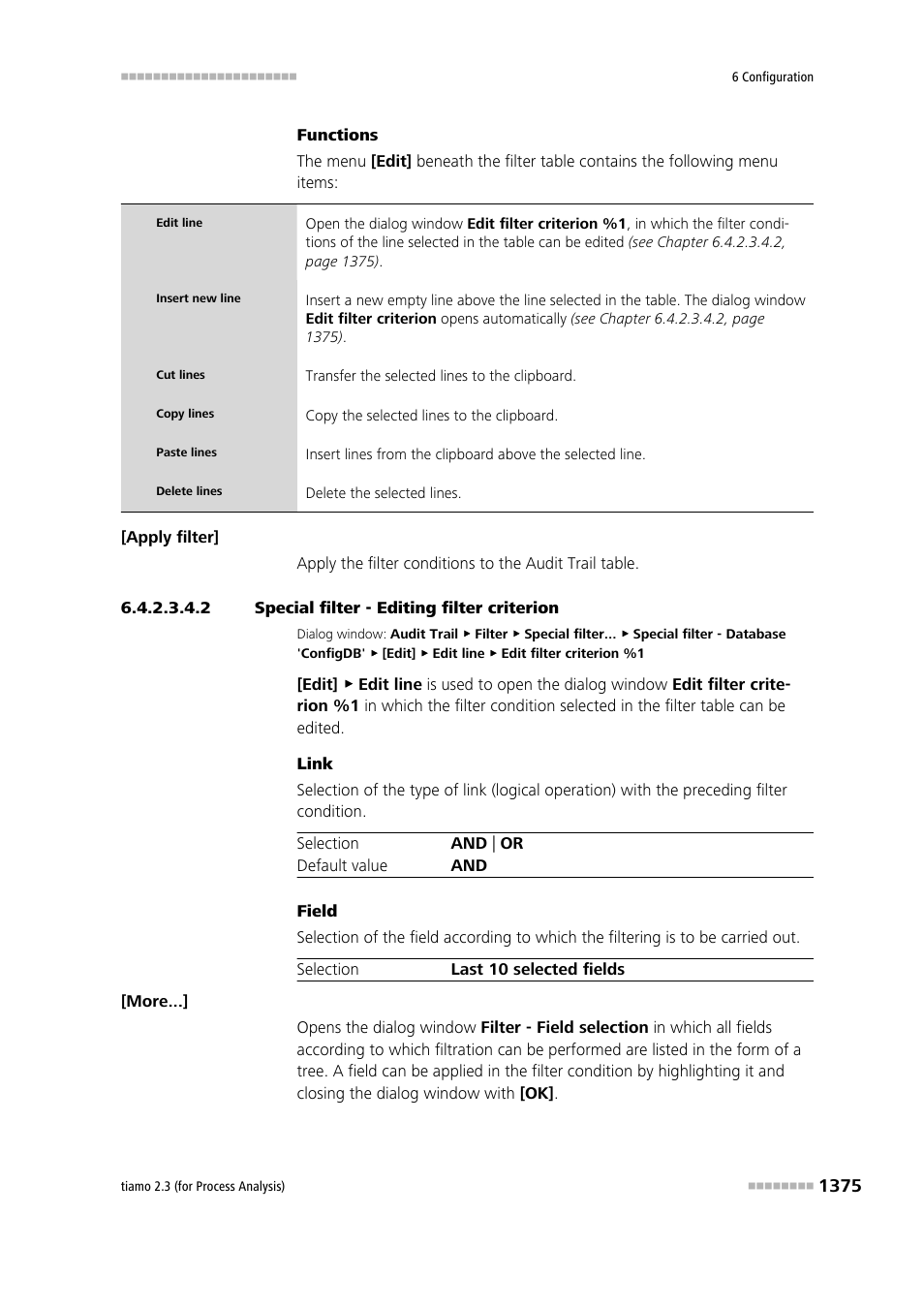 2 special filter - editing filter criterion | Metrohm tiamo 2.3 (process analysis) User Manual | Page 1391 / 1790