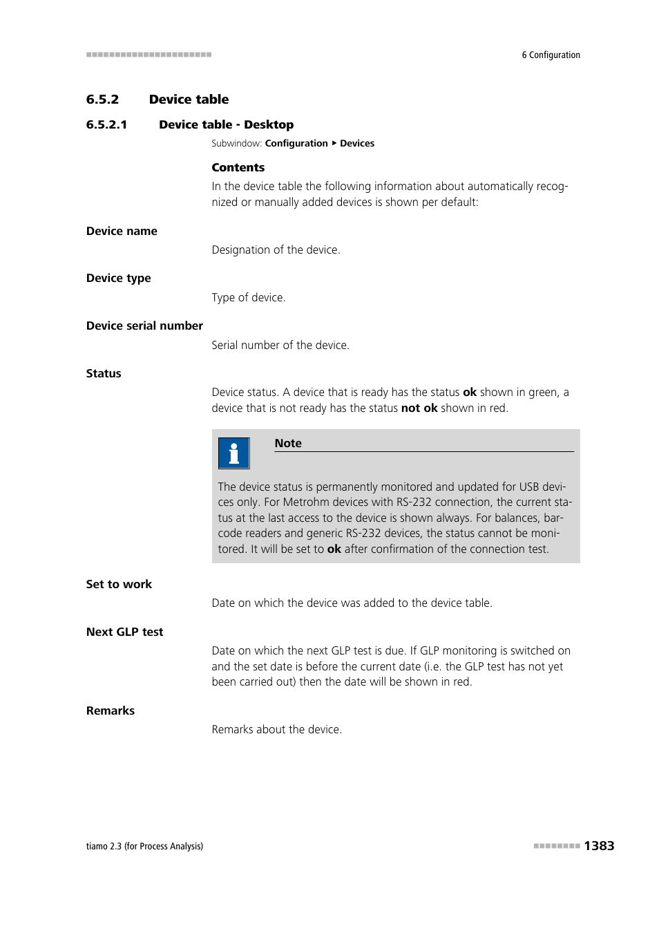 2 device table, 1 device table - desktop, Device table 3 | Metrohm tiamo 2.3 (process analysis) User Manual | Page 1399 / 1790