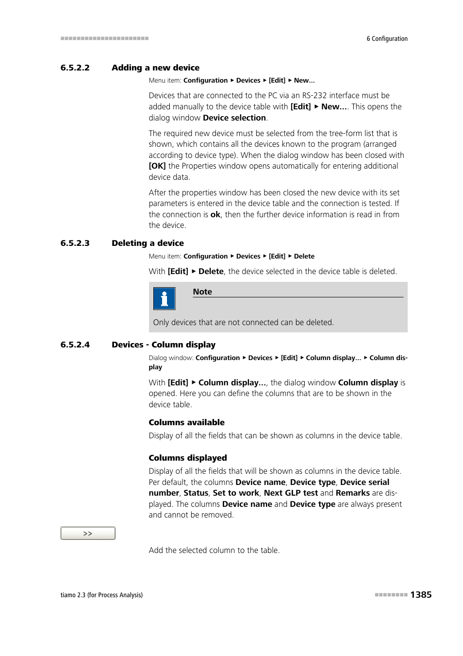 2 adding a new device, 3 deleting a device, 4 devices - column display | Metrohm tiamo 2.3 (process analysis) User Manual | Page 1401 / 1790