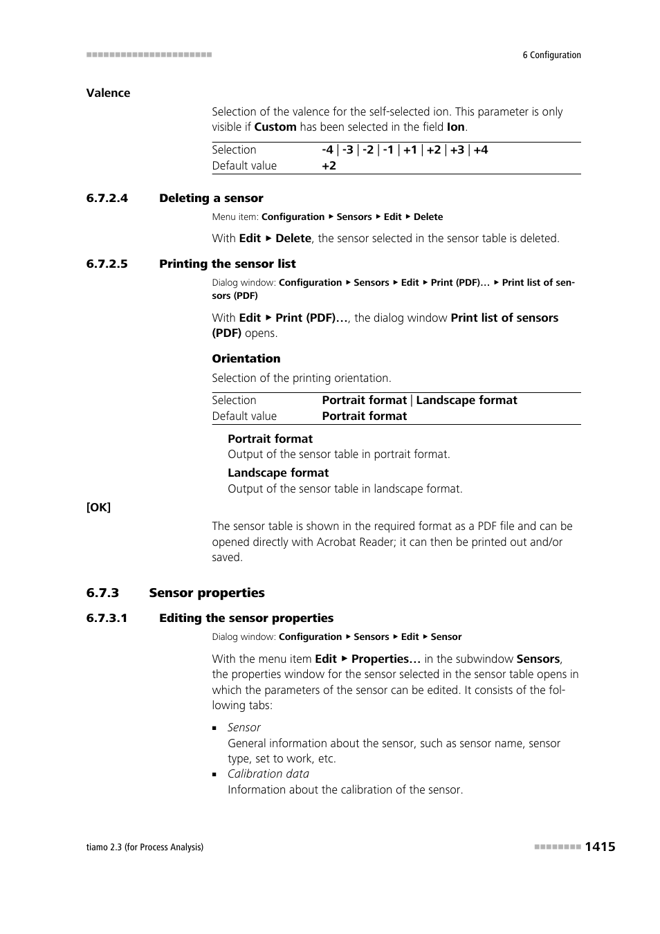 4 deleting a sensor, 5 printing the sensor list, 3 sensor properties | 1 editing the sensor properties, Sensor properties 5 | Metrohm tiamo 2.3 (process analysis) User Manual | Page 1431 / 1790