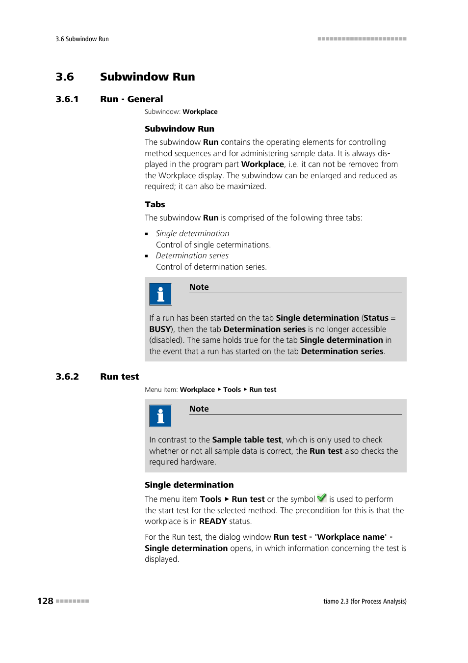 6 subwindow run, 1 run - general, 2 run test | Subwindow run, Run - general, Run test, Perform run test | Metrohm tiamo 2.3 (process analysis) User Manual | Page 144 / 1790