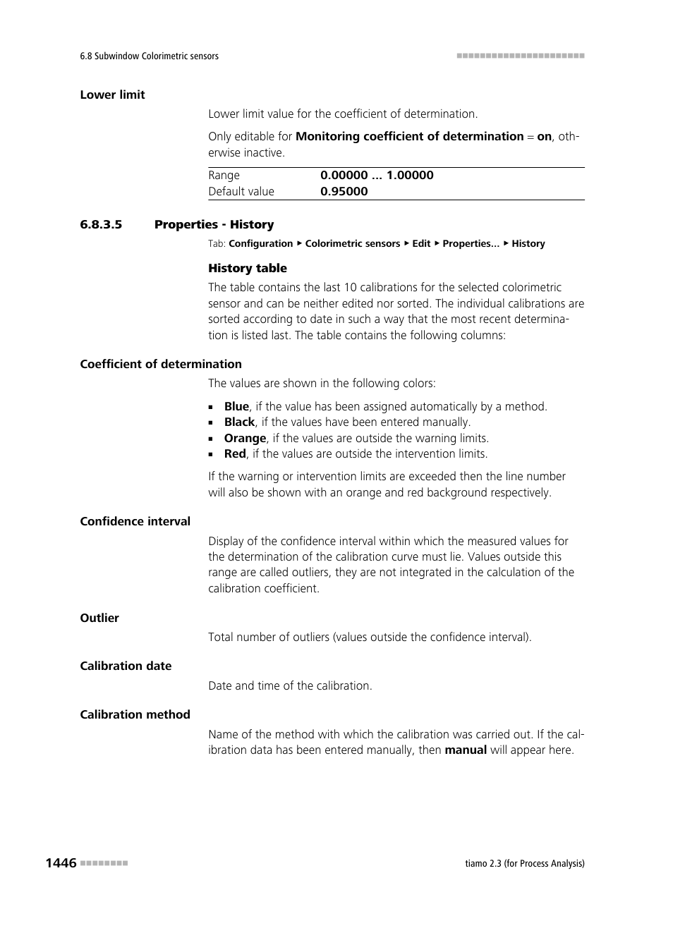 5 properties - history, History | Metrohm tiamo 2.3 (process analysis) User Manual | Page 1462 / 1790