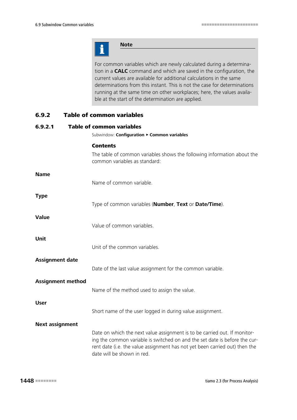 2 table of common variables, 1 table of common variables, Table of common variables 8 | Metrohm tiamo 2.3 (process analysis) User Manual | Page 1464 / 1790