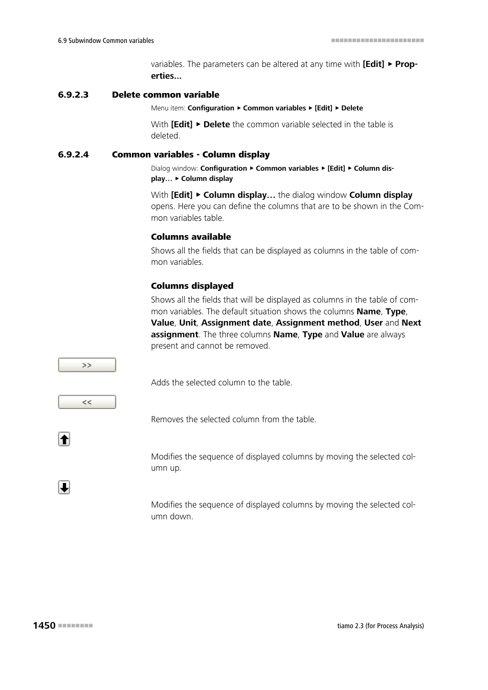 3 delete common variable, 4 common variables - column display | Metrohm tiamo 2.3 (process analysis) User Manual | Page 1466 / 1790