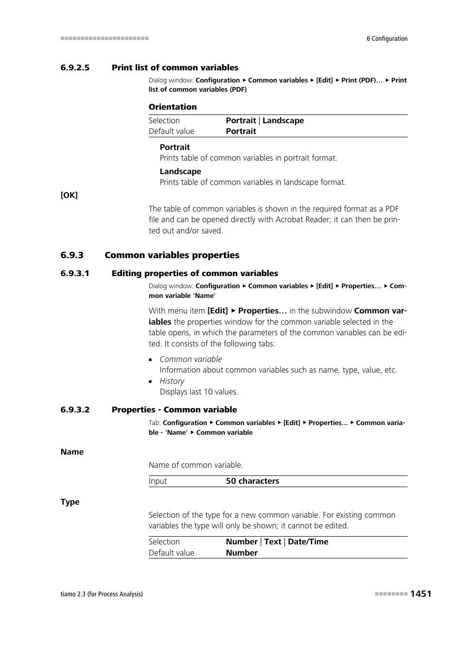 5 print list of common variables, 3 common variables properties, 1 editing properties of common variables | 2 properties - common variable, Common variables properties 1 | Metrohm tiamo 2.3 (process analysis) User Manual | Page 1467 / 1790