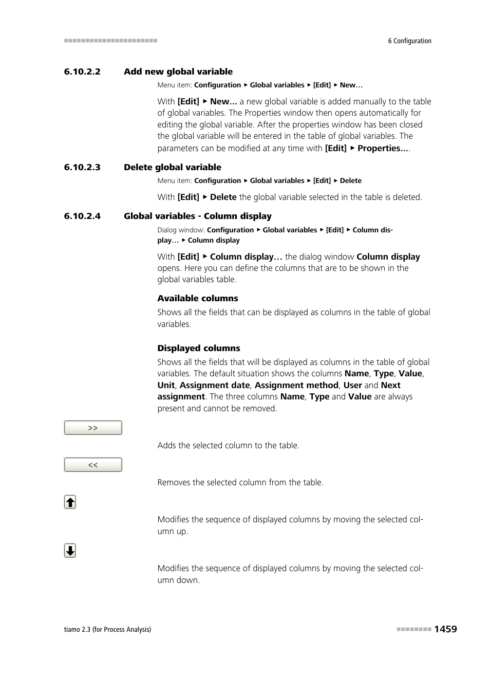 2 add new global variable, 3 delete global variable, 4 global variables - column display | Metrohm tiamo 2.3 (process analysis) User Manual | Page 1475 / 1790