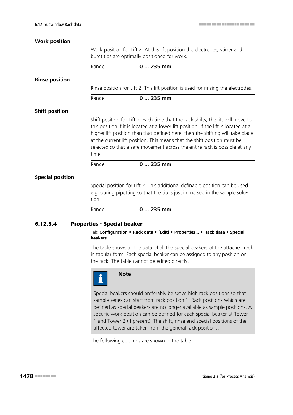 4 properties - special beaker, Special beakers | Metrohm tiamo 2.3 (process analysis) User Manual | Page 1494 / 1790