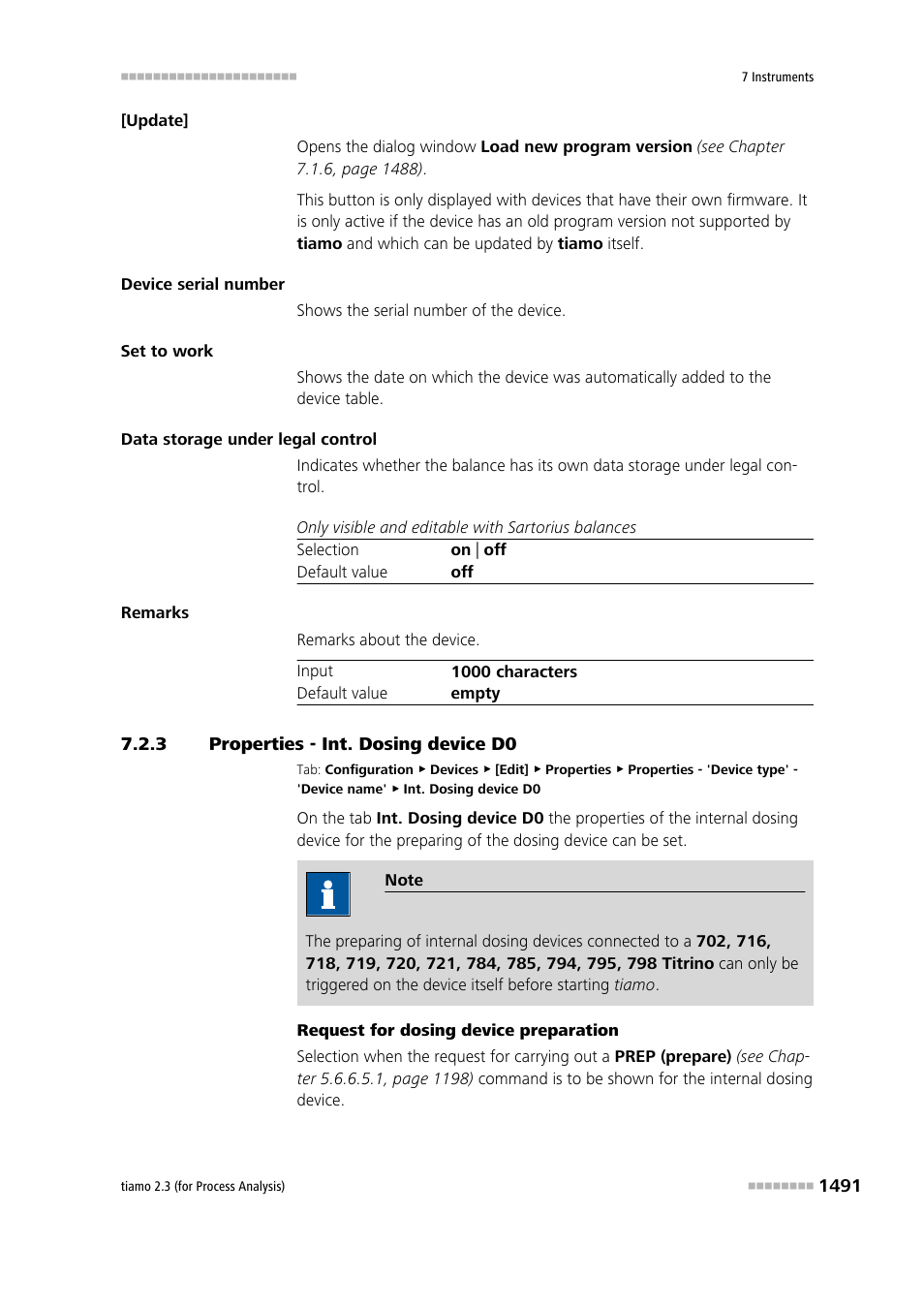 3 properties - int. dosing device d0, Properties - int. dosing device d0 1, Int. dosing device d0 | Metrohm tiamo 2.3 (process analysis) User Manual | Page 1507 / 1790