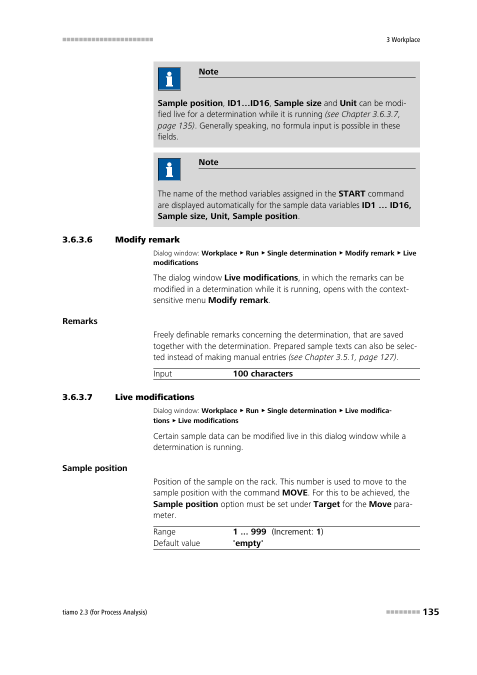 6 modify remark, 7 live modifications, Modify sample data live | Metrohm tiamo 2.3 (process analysis) User Manual | Page 151 / 1790