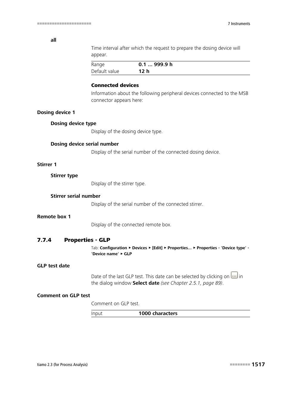 4 properties - glp, Properties - glp 7 | Metrohm tiamo 2.3 (process analysis) User Manual | Page 1533 / 1790