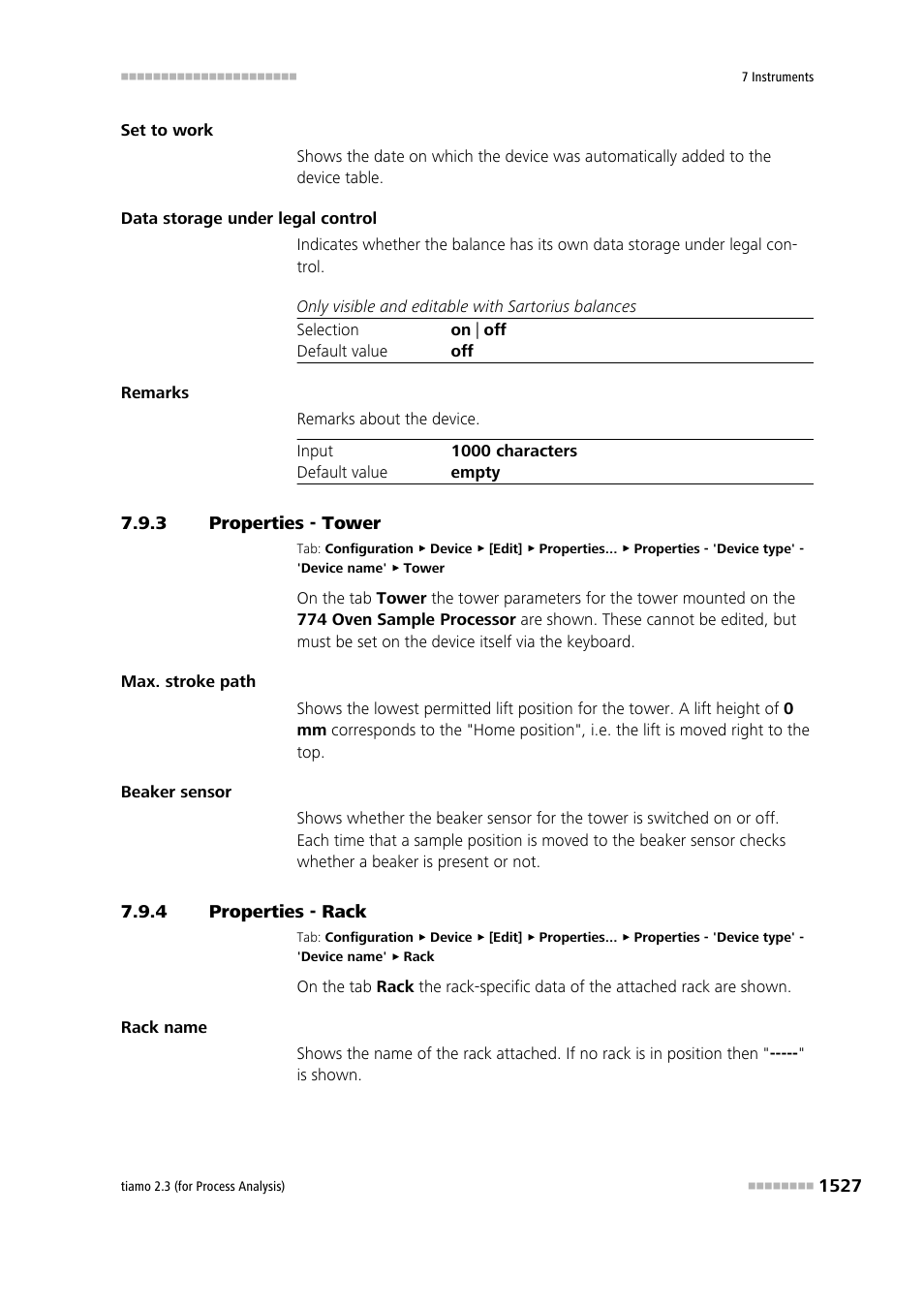 3 properties - tower, 4 properties - rack, Properties - tower 7 | Properties - rack 7 | Metrohm tiamo 2.3 (process analysis) User Manual | Page 1543 / 1790