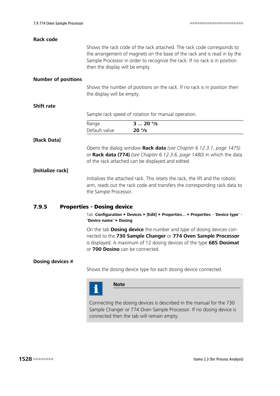 5 properties - dosing device, Properties - dosing device 8 | Metrohm tiamo 2.3 (process analysis) User Manual | Page 1544 / 1790