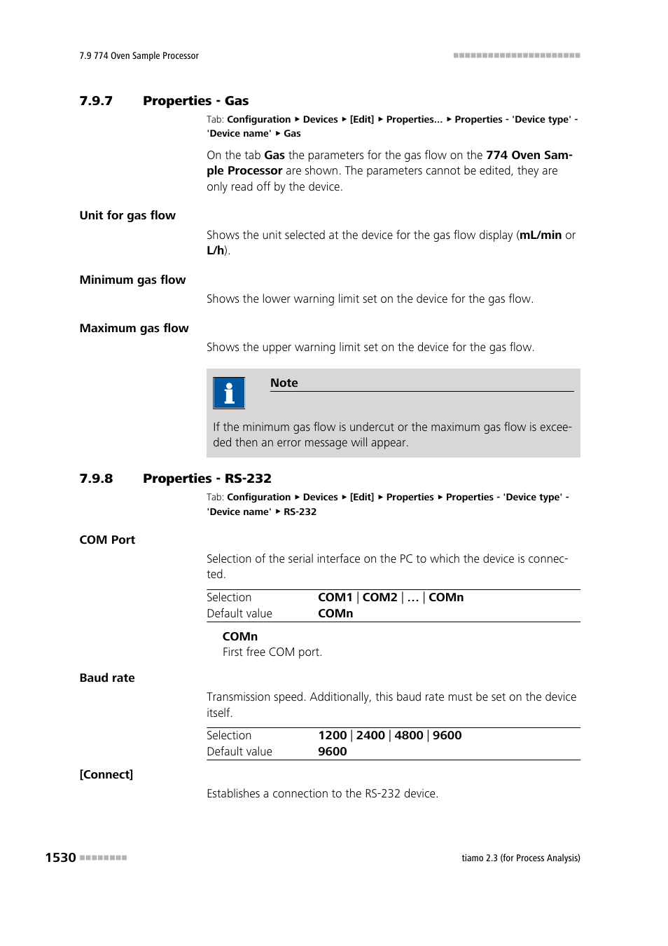 7 properties - gas, 8 properties - rs-232, Properties - gas 0 | Properties - rs-232 0 | Metrohm tiamo 2.3 (process analysis) User Manual | Page 1546 / 1790