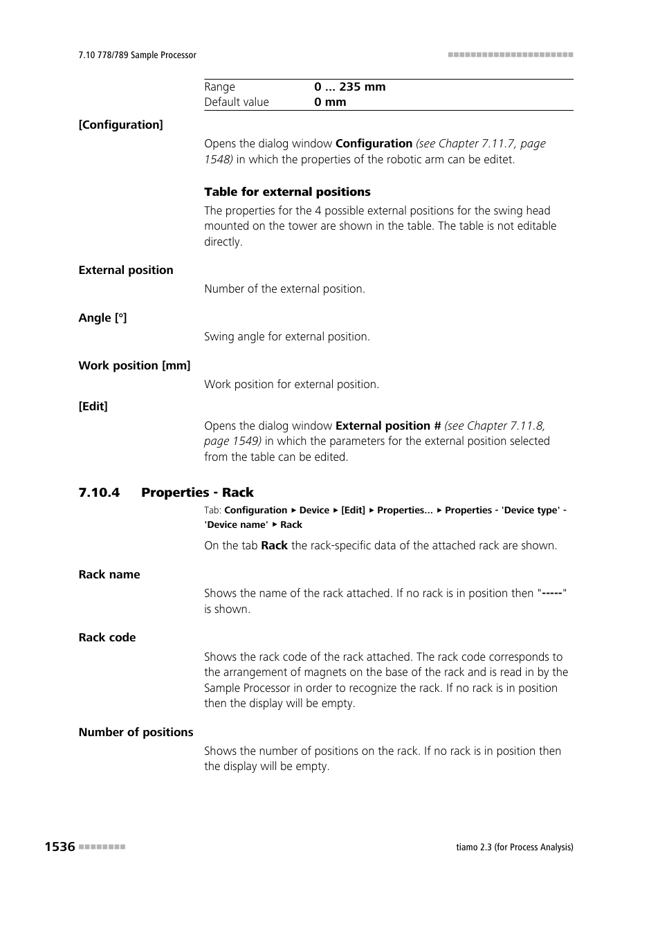 4 properties - rack, Properties - rack 6 | Metrohm tiamo 2.3 (process analysis) User Manual | Page 1552 / 1790