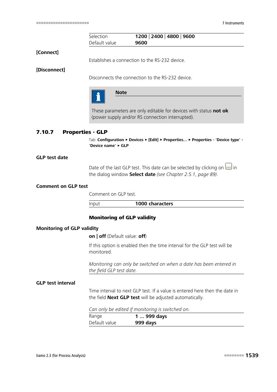 7 properties - glp, Properties - glp 9 | Metrohm tiamo 2.3 (process analysis) User Manual | Page 1555 / 1790