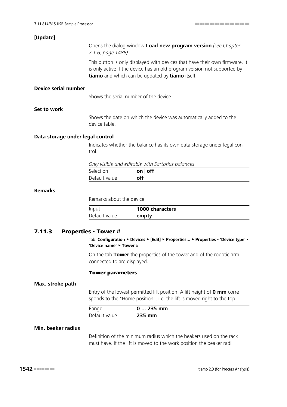 3 properties - tower, Properties - tower # 2 | Metrohm tiamo 2.3 (process analysis) User Manual | Page 1558 / 1790