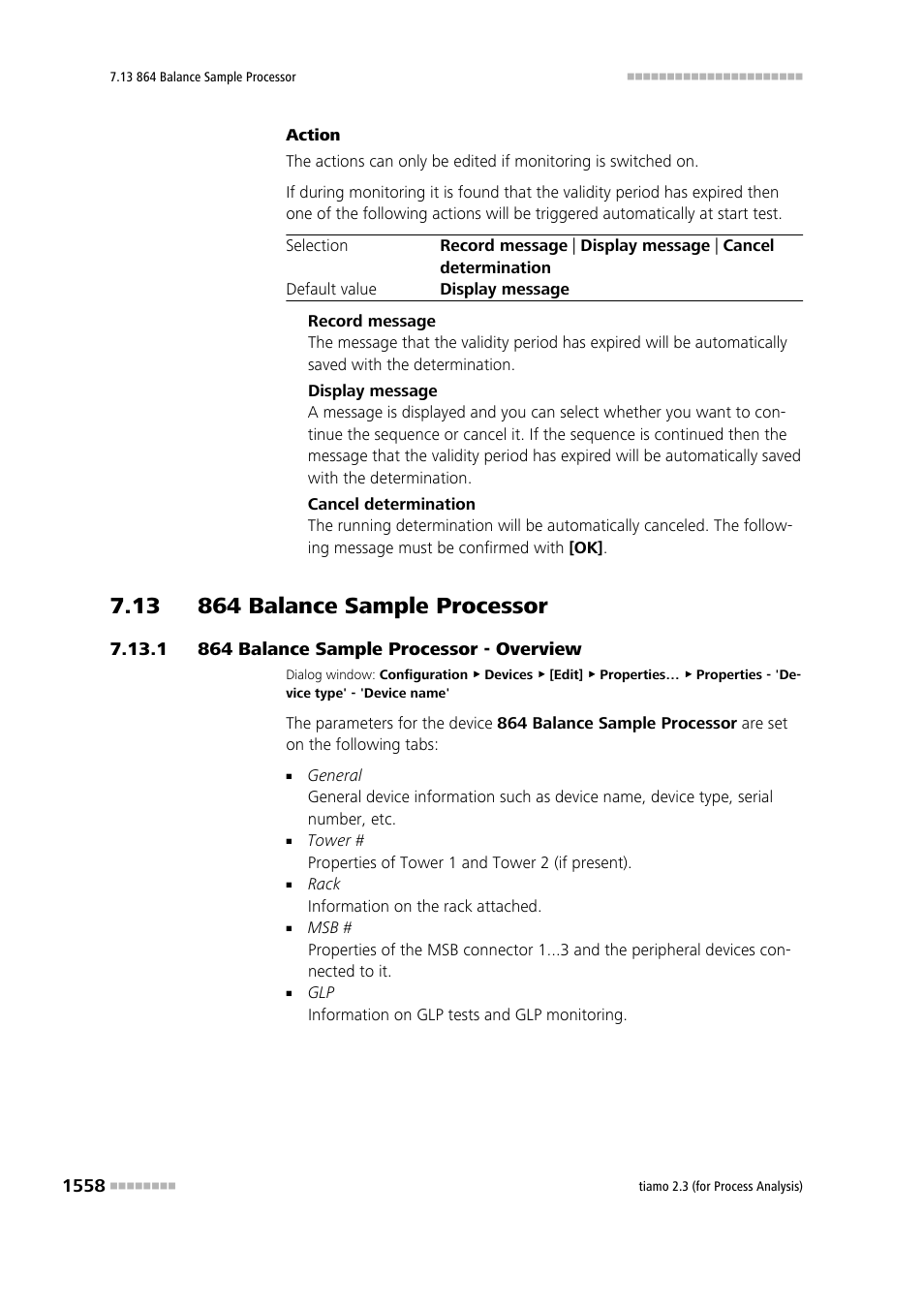 13 864 balance sample processor, 1 864 balance sample processor - overview, 13 864 balance sample processor 8 7.13.1 | 864 balance sample processor - overview 8, 864 balance sample processor | Metrohm tiamo 2.3 (process analysis) User Manual | Page 1574 / 1790