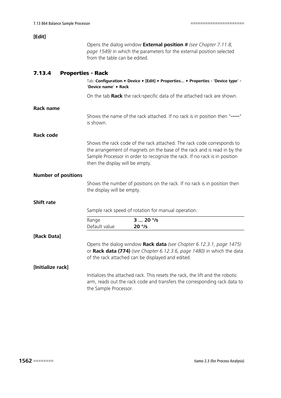 4 properties - rack, Properties - rack 2 | Metrohm tiamo 2.3 (process analysis) User Manual | Page 1578 / 1790