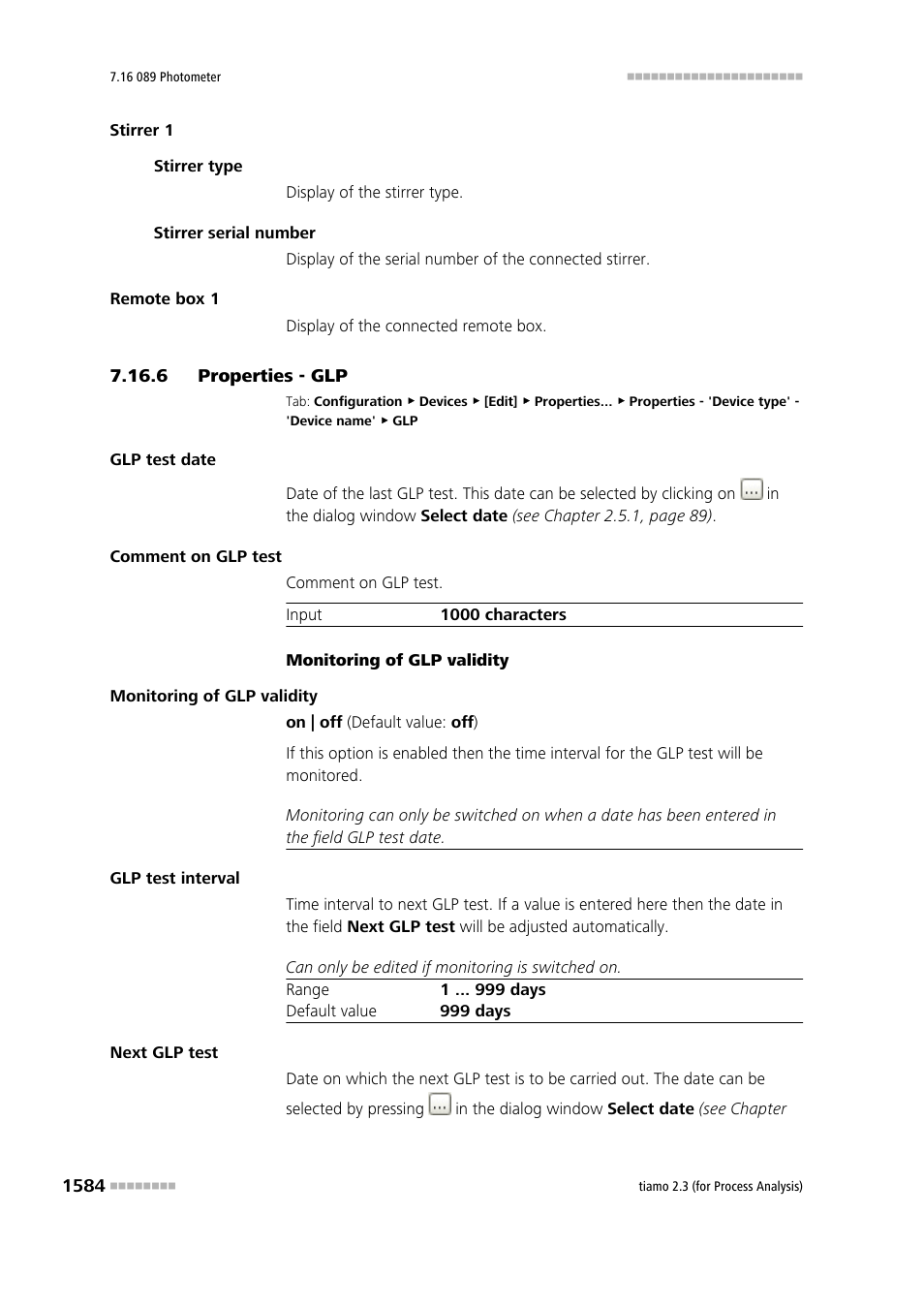 6 properties - glp, Properties - glp 4 | Metrohm tiamo 2.3 (process analysis) User Manual | Page 1600 / 1790