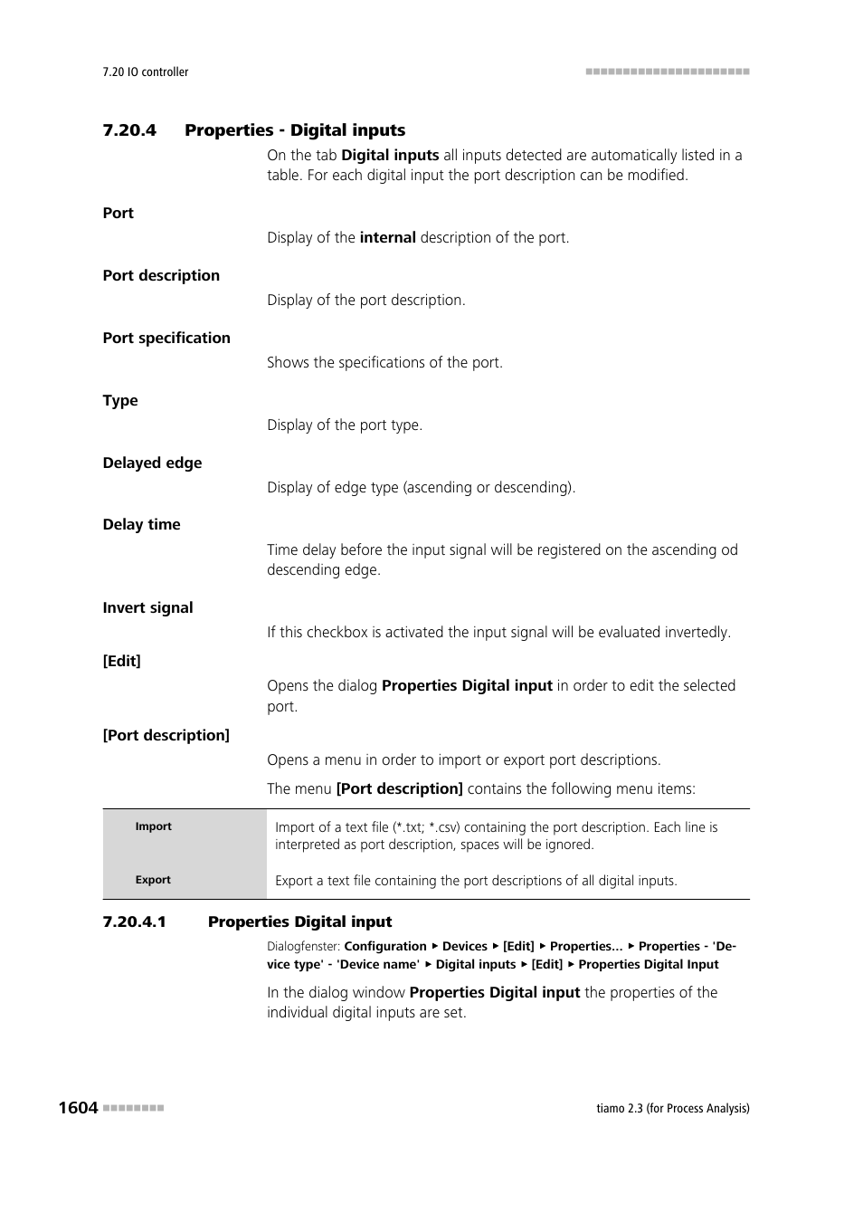 4 properties - digital inputs, 1 properties digital input, Properties - digital inputs 4 | Metrohm tiamo 2.3 (process analysis) User Manual | Page 1620 / 1790