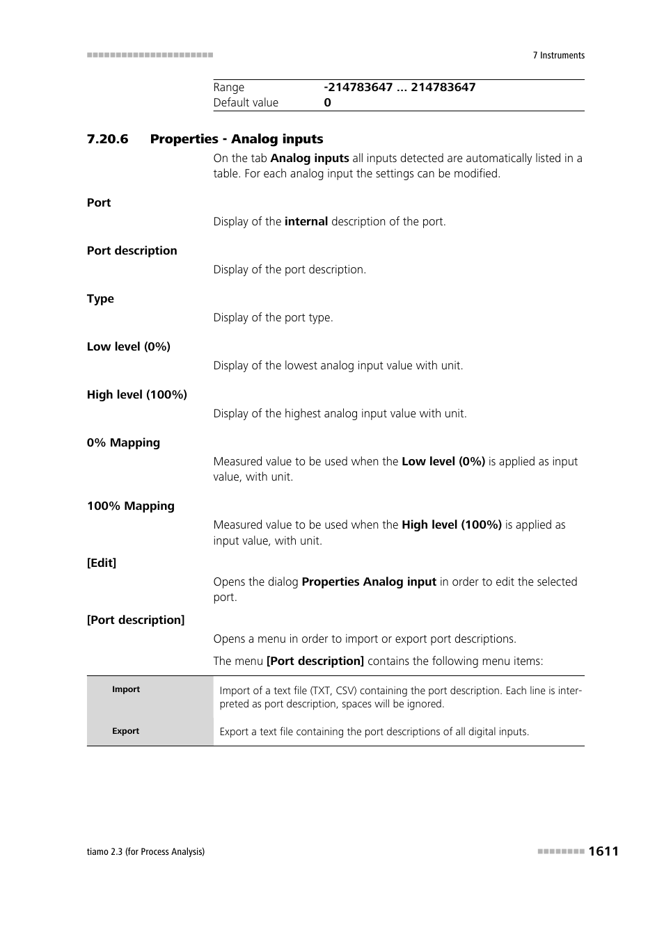 6 properties - analog inputs, Properties - analog inputs 1 | Metrohm tiamo 2.3 (process analysis) User Manual | Page 1627 / 1790