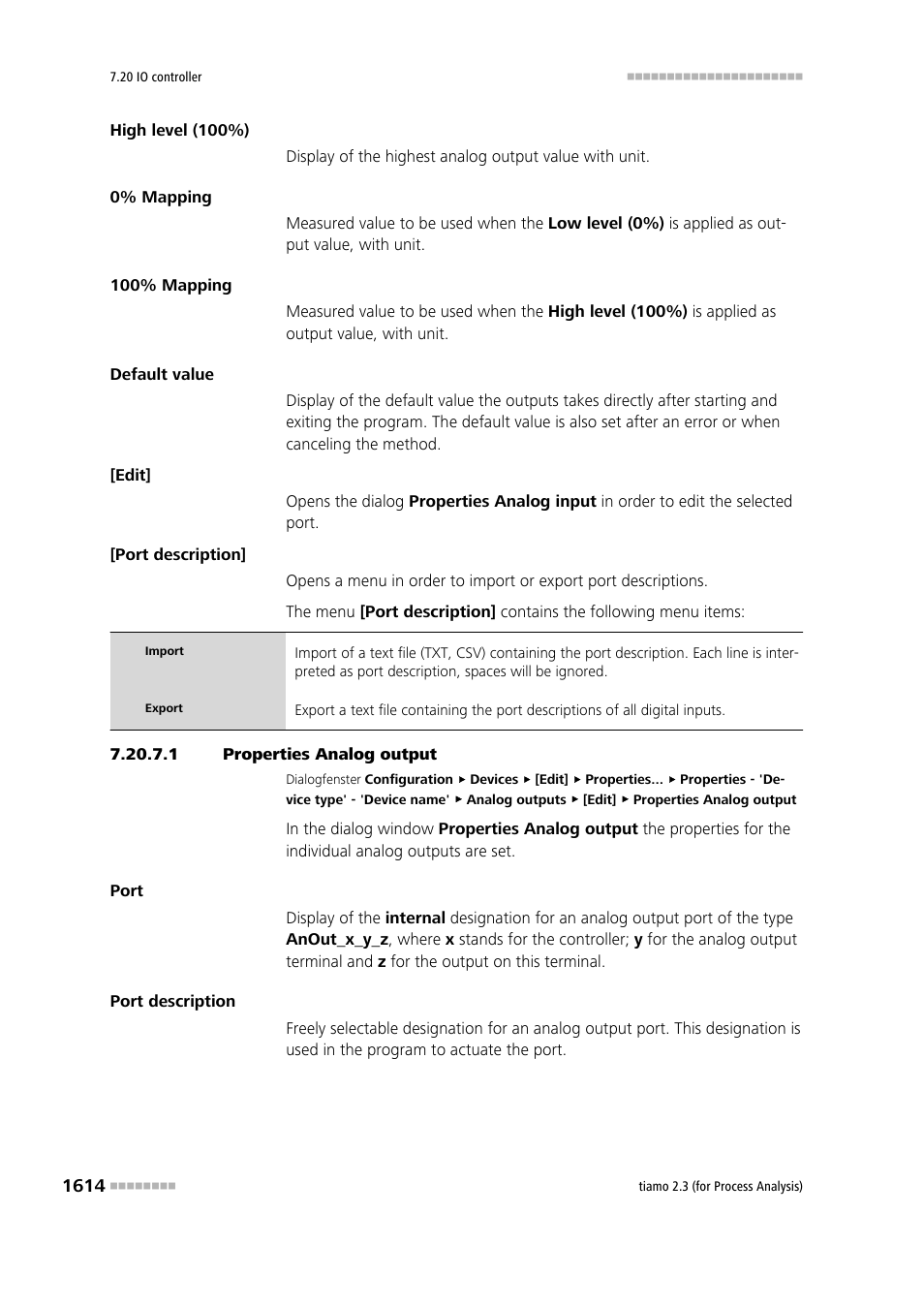 1 properties analog output | Metrohm tiamo 2.3 (process analysis) User Manual | Page 1630 / 1790