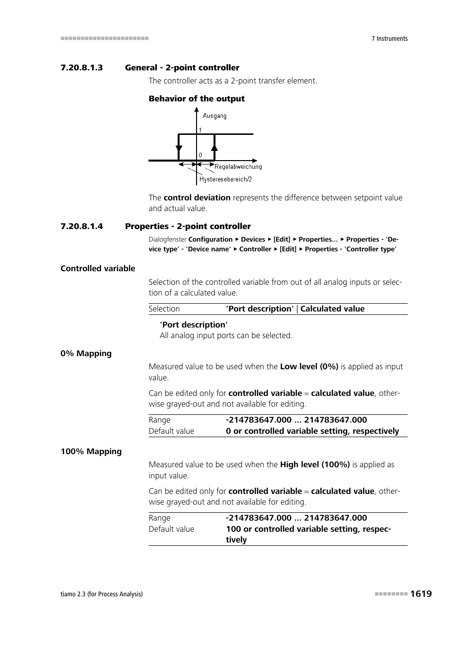 3 general - 2-point controller, 4 properties - 2-point controller | Metrohm tiamo 2.3 (process analysis) User Manual | Page 1635 / 1790