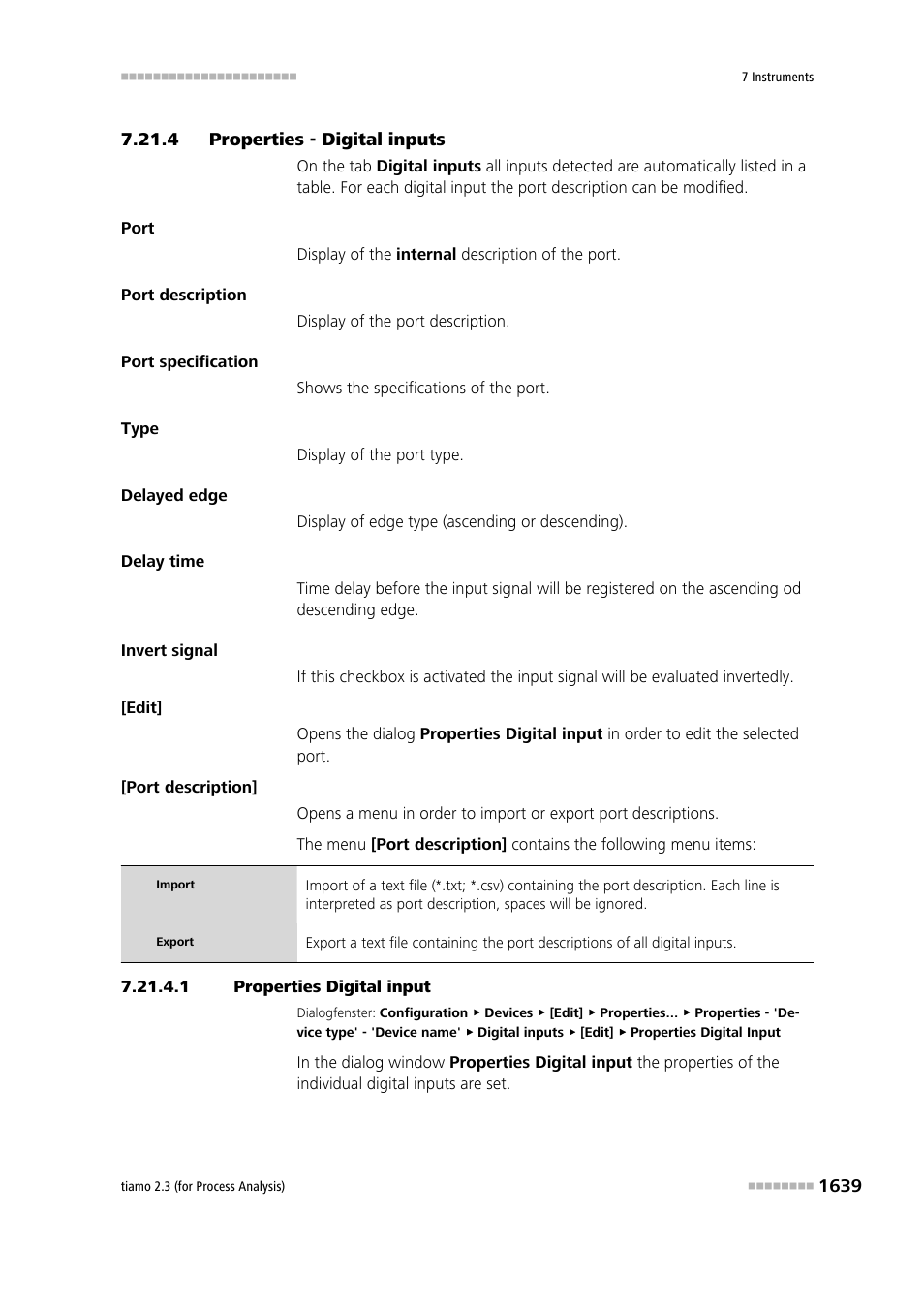 4 properties - digital inputs, 1 properties digital input, Properties - digital inputs 9 | Metrohm tiamo 2.3 (process analysis) User Manual | Page 1655 / 1790