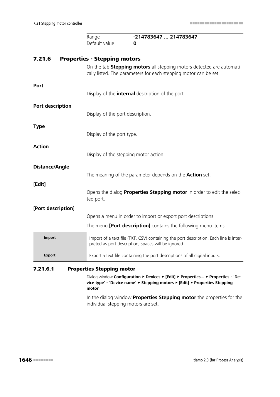 6 properties - stepping motors, 1 properties stepping motor, Properties - stepping motors 6 | Metrohm tiamo 2.3 (process analysis) User Manual | Page 1662 / 1790