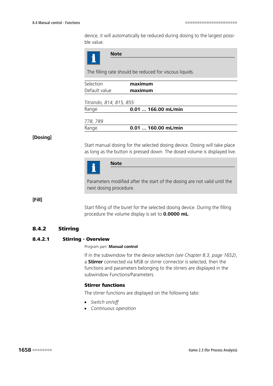 2 stirring, 1 stirring - overview, Stirring 8 | Metrohm tiamo 2.3 (process analysis) User Manual | Page 1674 / 1790