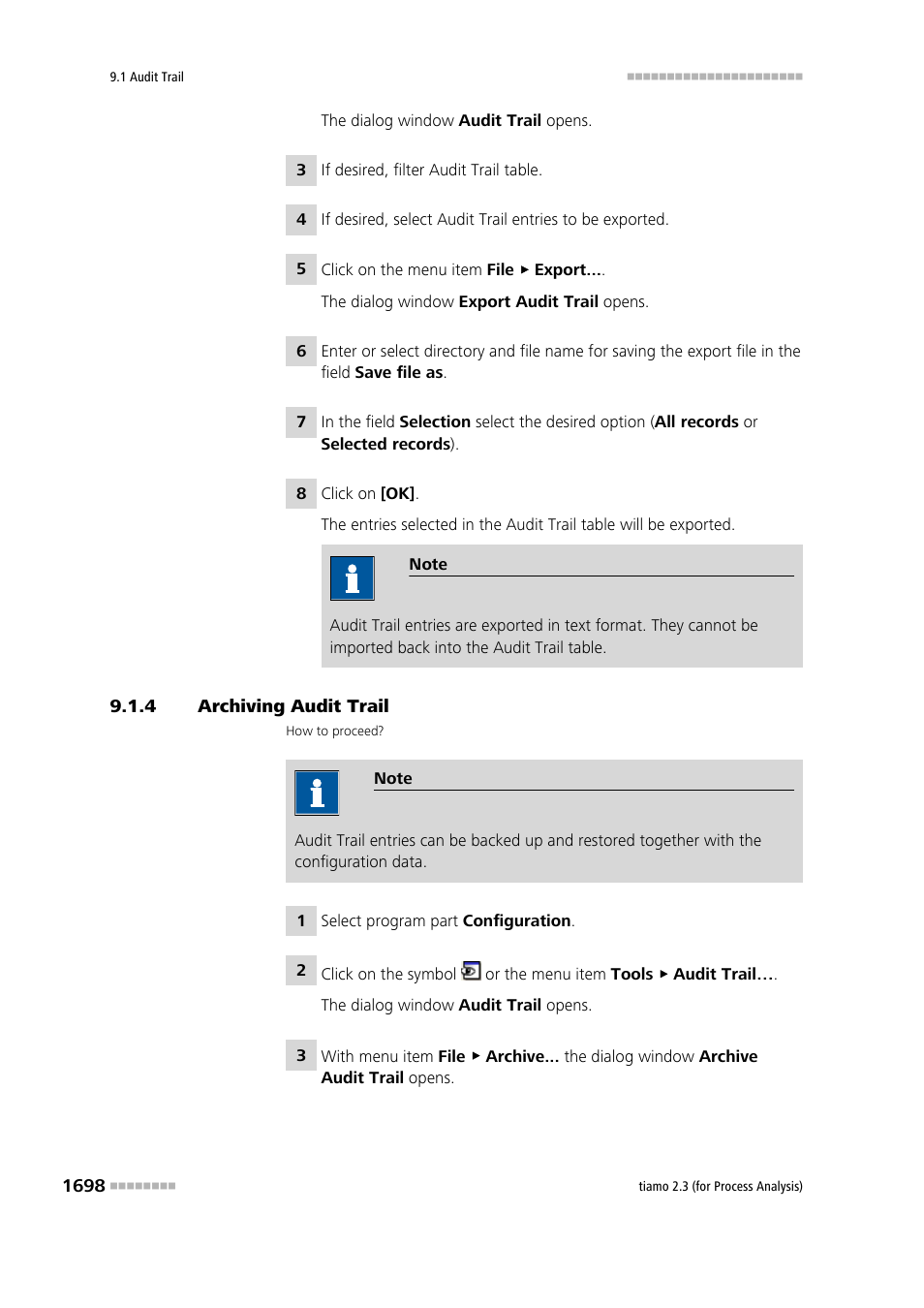 4 archiving audit trail, Archiving audit trail 8 | Metrohm tiamo 2.3 (process analysis) User Manual | Page 1714 / 1790