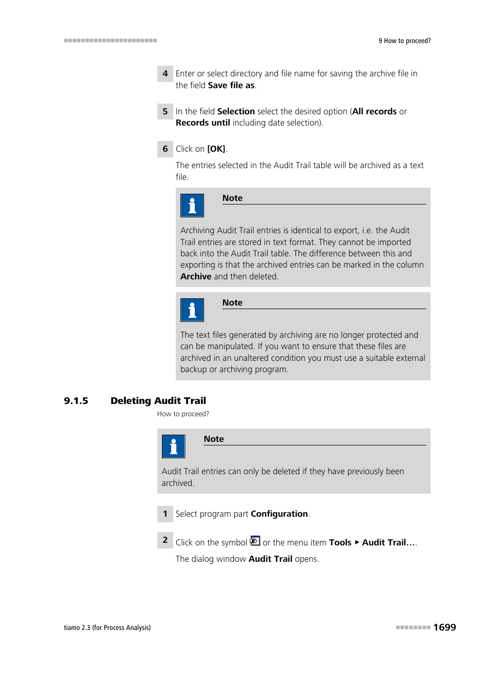 5 deleting audit trail, Deleting audit trail 9 | Metrohm tiamo 2.3 (process analysis) User Manual | Page 1715 / 1790