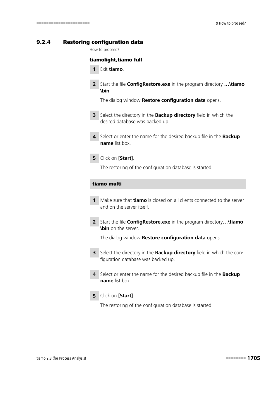 4 restoring configuration data, Restoring configuration data 5 | Metrohm tiamo 2.3 (process analysis) User Manual | Page 1721 / 1790