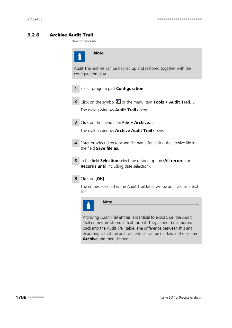 6 archive audit trail, Archive audit trail 8 | Metrohm tiamo 2.3 (process analysis) User Manual | Page 1724 / 1790