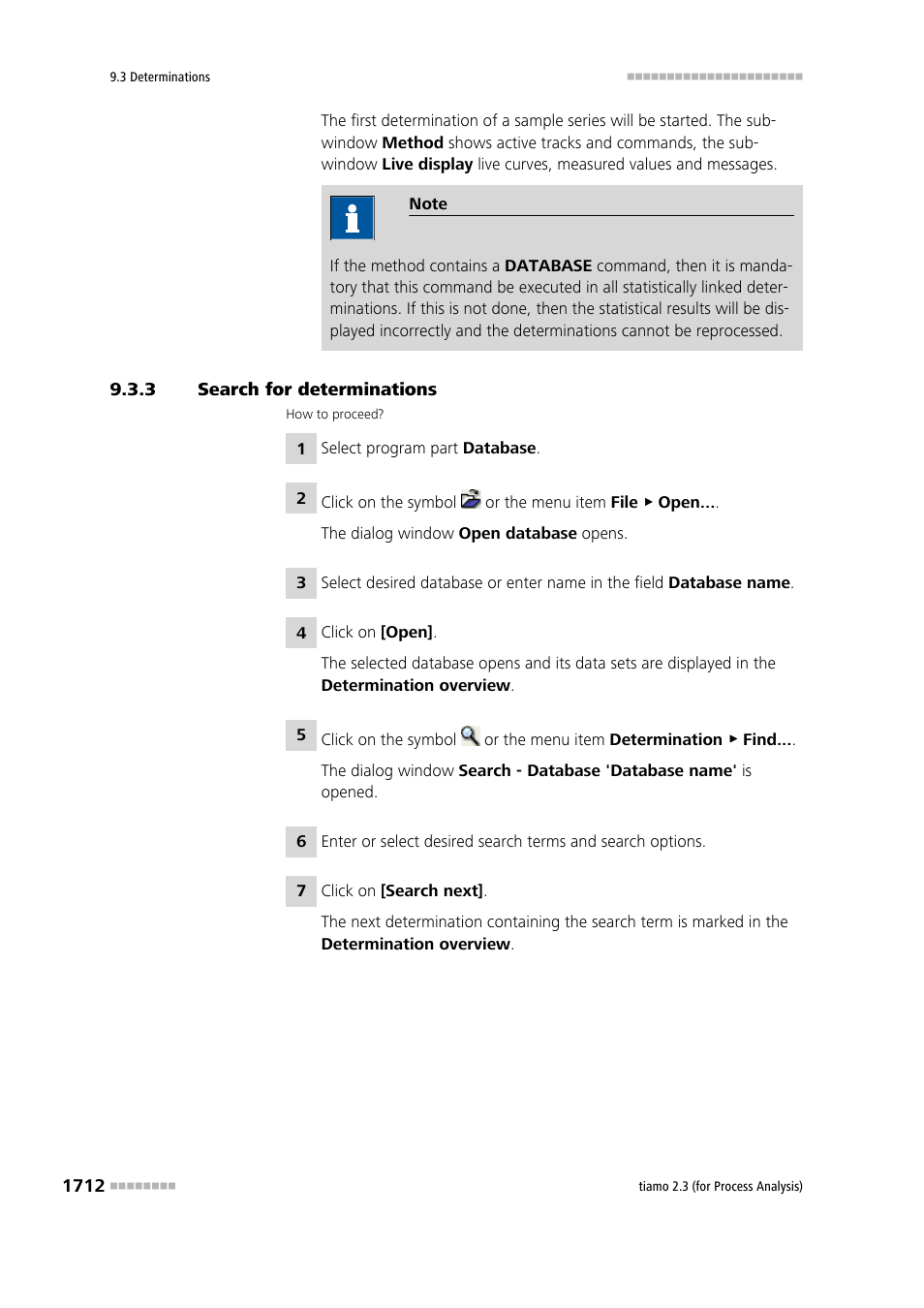 3 search for determinations, Search for determinations 2 | Metrohm tiamo 2.3 (process analysis) User Manual | Page 1728 / 1790