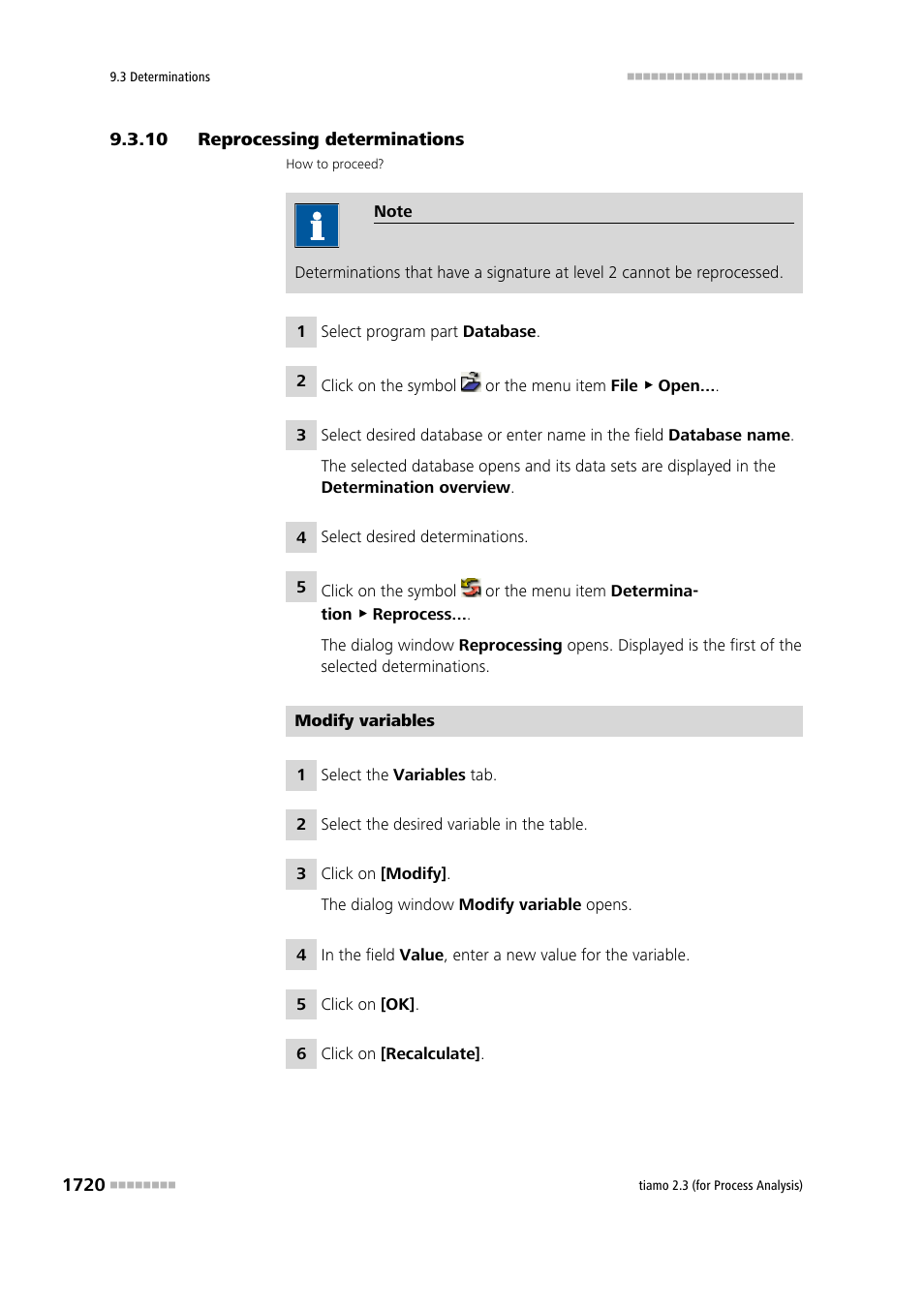 10 reprocessing determinations, Reprocessing determinations 0 | Metrohm tiamo 2.3 (process analysis) User Manual | Page 1736 / 1790