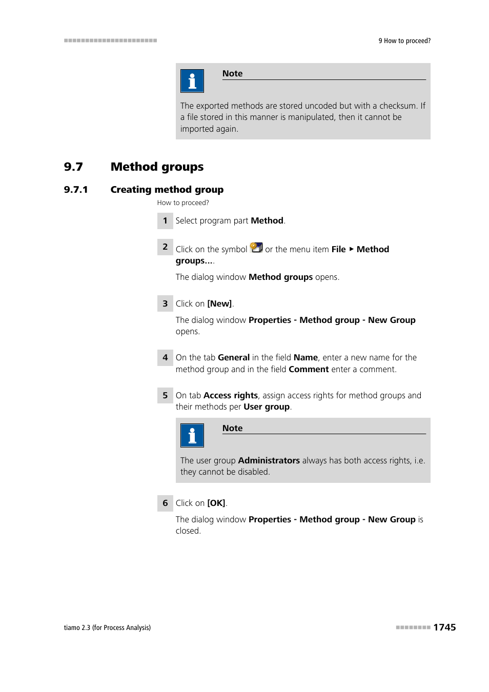 7 method groups, 1 creating method group, Method groups 5 | Creating method group 5 | Metrohm tiamo 2.3 (process analysis) User Manual | Page 1761 / 1790