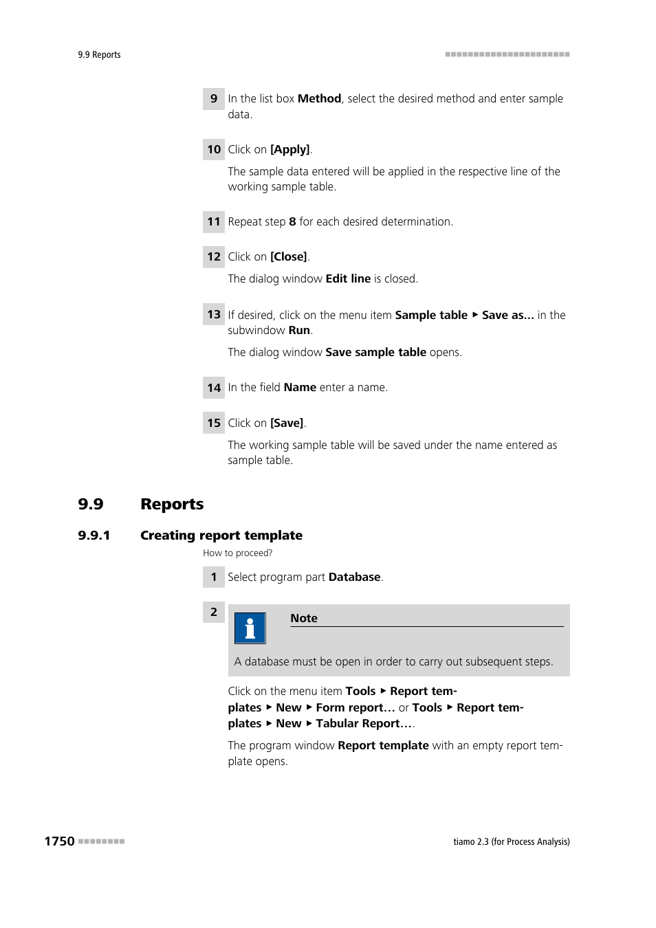 9 reports, 1 creating report template, Reports 0 | Creating report template 0 | Metrohm tiamo 2.3 (process analysis) User Manual | Page 1766 / 1790