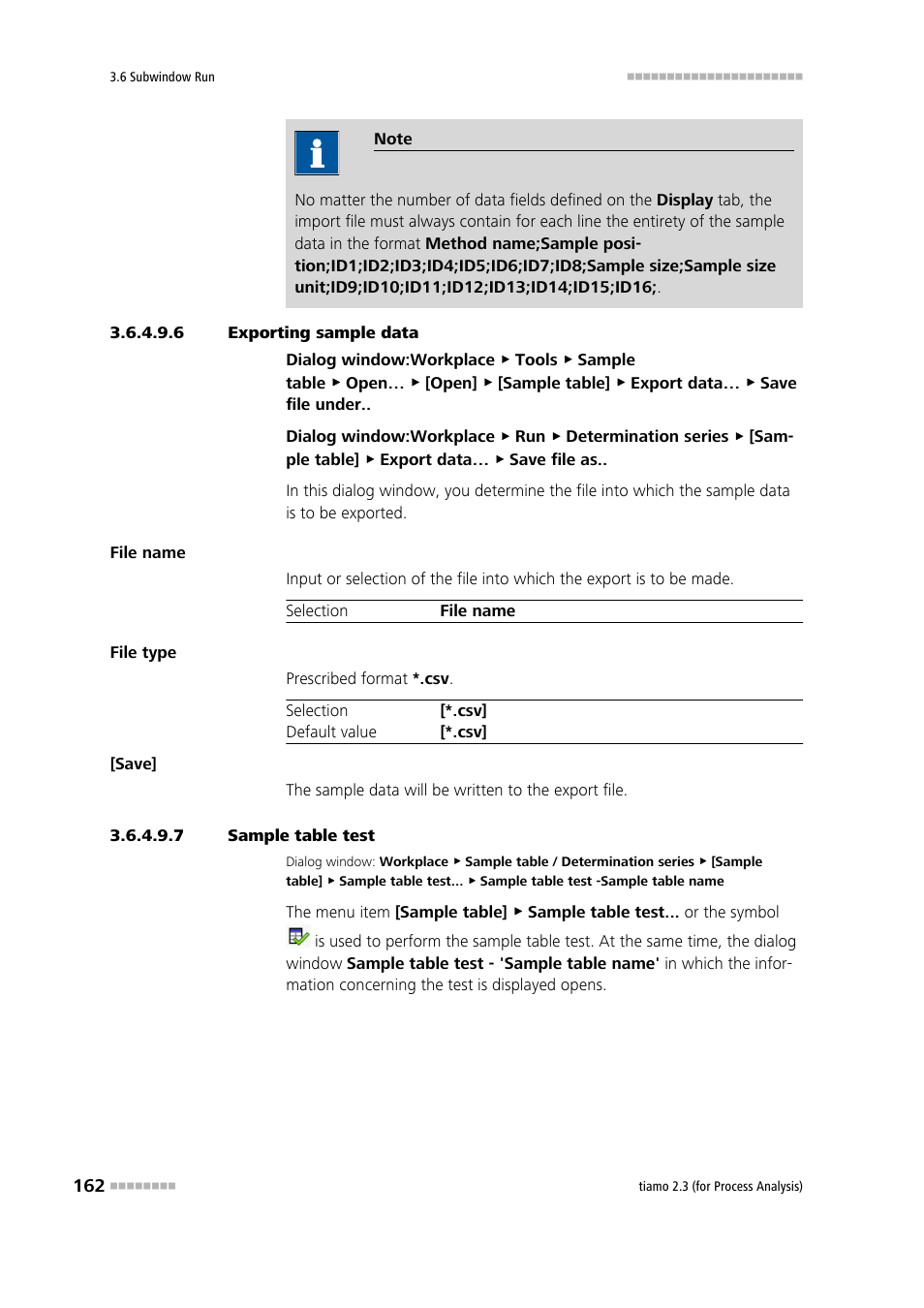 6 exporting sample data, 7 sample table test | Metrohm tiamo 2.3 (process analysis) User Manual | Page 178 / 1790