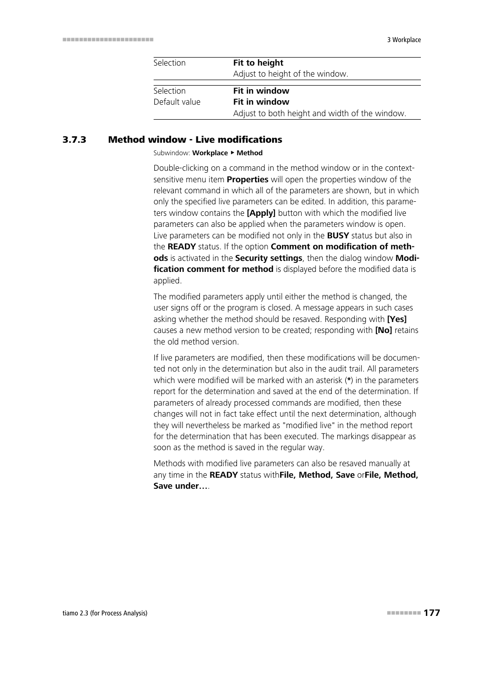 3 method window - live modifications, Method window - live modifications, Modify parameters live | Metrohm tiamo 2.3 (process analysis) User Manual | Page 193 / 1790