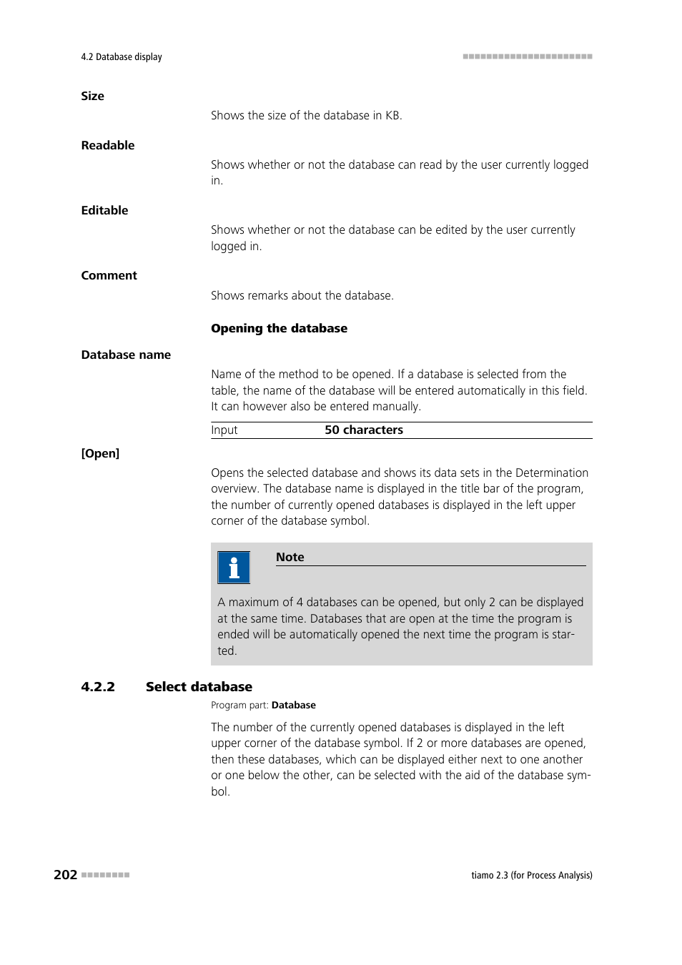 2 select database, Select database | Metrohm tiamo 2.3 (process analysis) User Manual | Page 218 / 1790