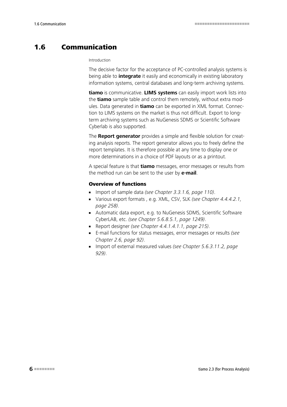 6 communication, Communication, A wide range of import and export functions | Metrohm tiamo 2.3 (process analysis) User Manual | Page 22 / 1790