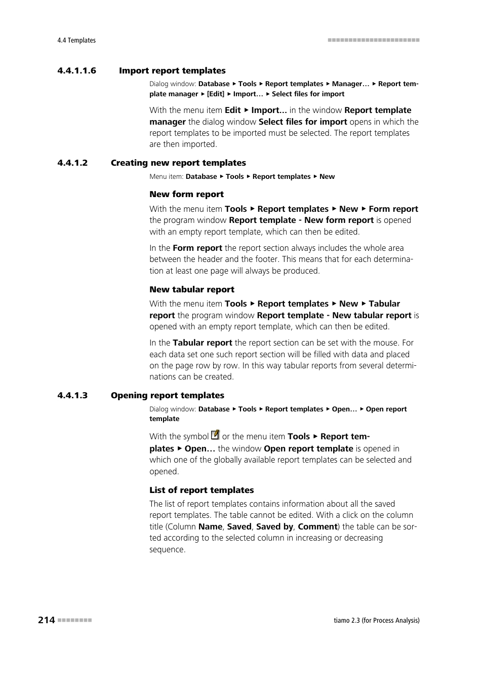 6 import report templates, 2 creating new report templates, 3 opening report templates | Metrohm tiamo 2.3 (process analysis) User Manual | Page 230 / 1790