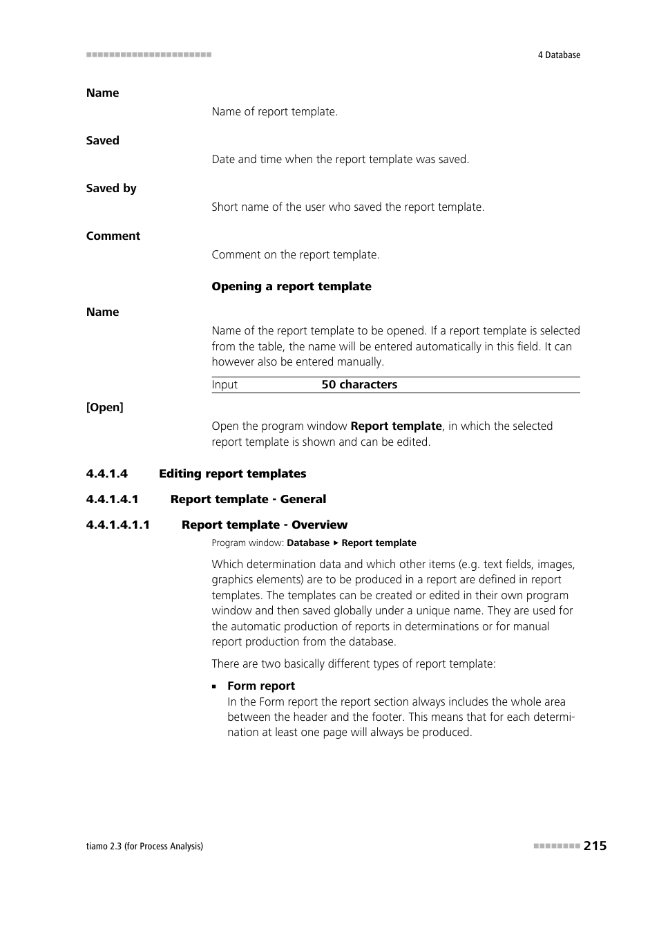 4 editing report templates, 1 report template - general, 1 report template - overview | Metrohm tiamo 2.3 (process analysis) User Manual | Page 231 / 1790