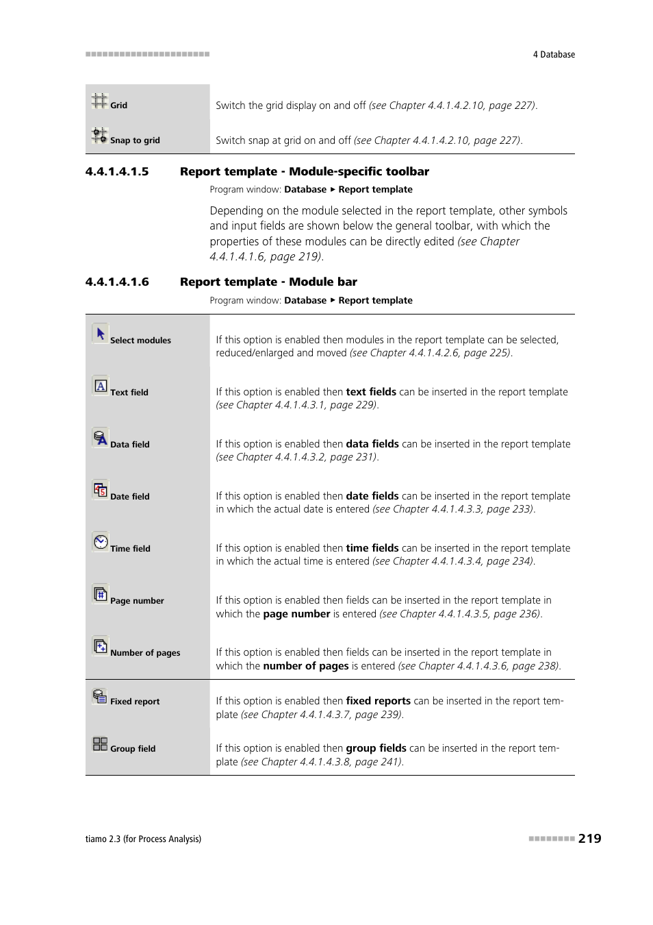 5 report template - module-specific toolbar, 6 report template - module bar, Module-specific toolbar | Module bar | Metrohm tiamo 2.3 (process analysis) User Manual | Page 235 / 1790