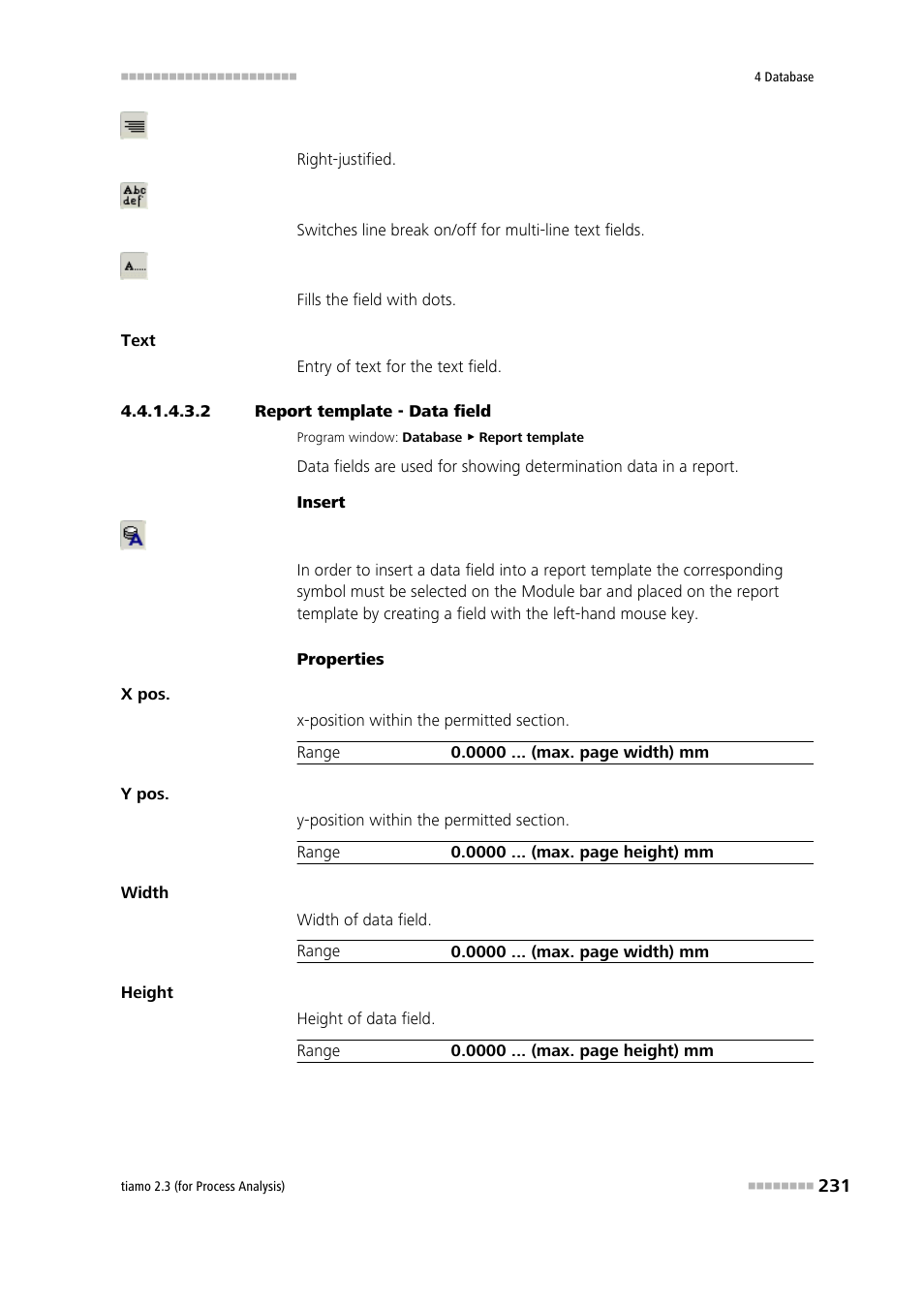 2 report template - data field, Data field | Metrohm tiamo 2.3 (process analysis) User Manual | Page 247 / 1790