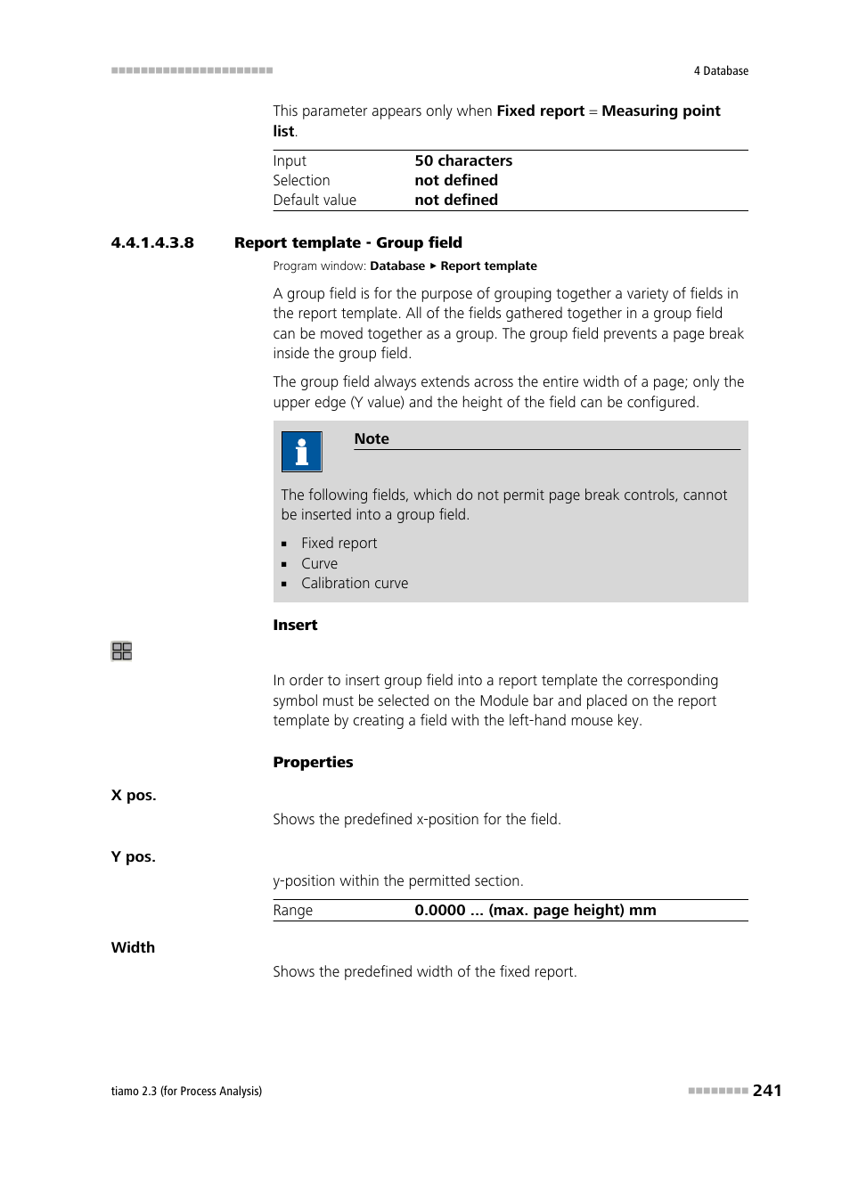 8 report template - group field, Group field | Metrohm tiamo 2.3 (process analysis) User Manual | Page 257 / 1790