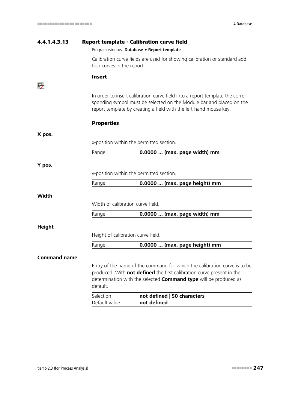 13 report template - calibration curve field, Calibration curve | Metrohm tiamo 2.3 (process analysis) User Manual | Page 263 / 1790
