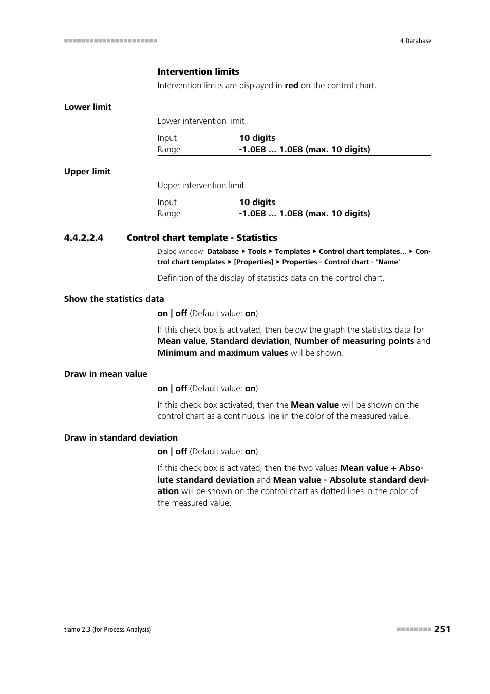 4 control chart template - statistics, Statistics | Metrohm tiamo 2.3 (process analysis) User Manual | Page 267 / 1790