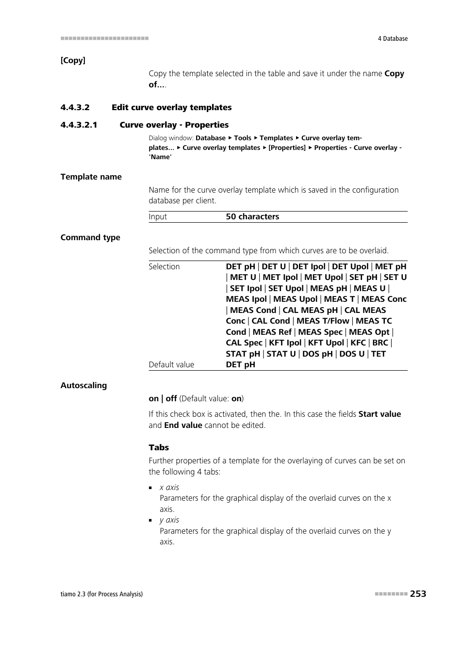 2 edit curve overlay templates, 1 curve overlay - properties | Metrohm tiamo 2.3 (process analysis) User Manual | Page 269 / 1790